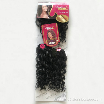 Hot sale Adorable synthetic hair extensions heat resistant fiber Spanish wave 4pcs 8-14 inches +fringe with free closure